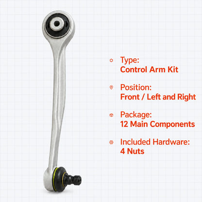 12pc Front Upper Control Arms Kit For 2012-18 Audi A6 A7 Quattro RS7 S6