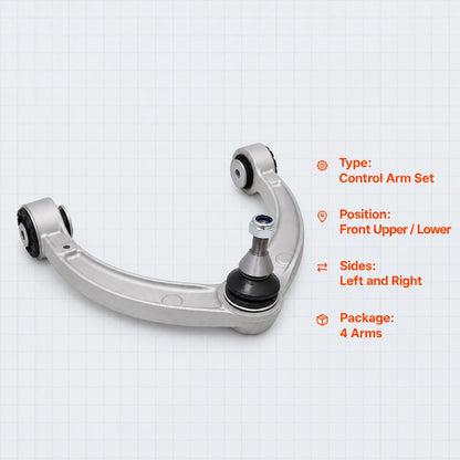 4x Front Lower & Upper Control Arm For 2013-2016 Mercedes-Benz GL350
