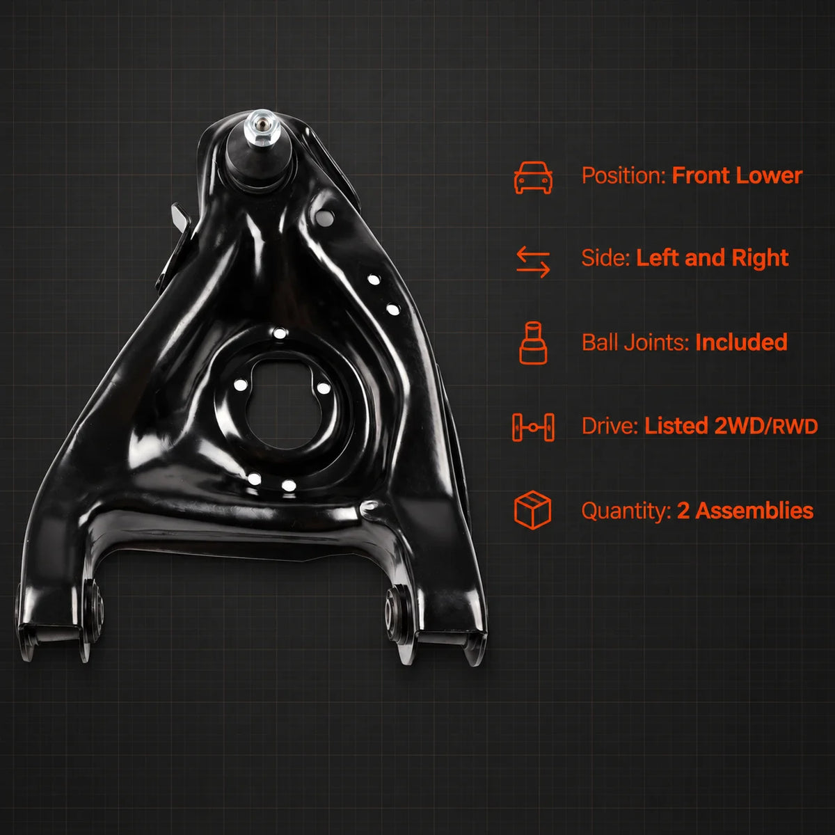 Pair Front Lower Control Arm w/ Ball Joint For 1995-2005 Chevy Blazer S10 GMC Sonoma S15
