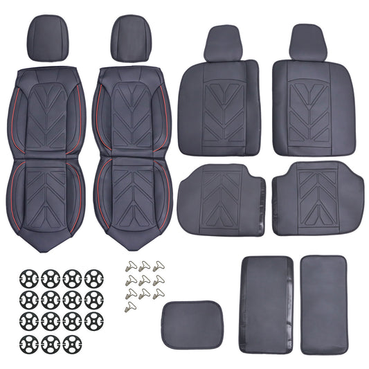 Faux Leather Car Seat Cover 5 Seat Front Rear Cushion For Ford Explorer Fiesta