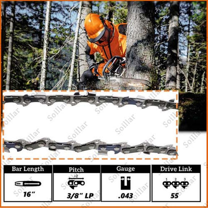 Pack of 2 16" Chainsaw Chain 3/8" LP .043 55DL for Stihl MS170 MS180 Replacement