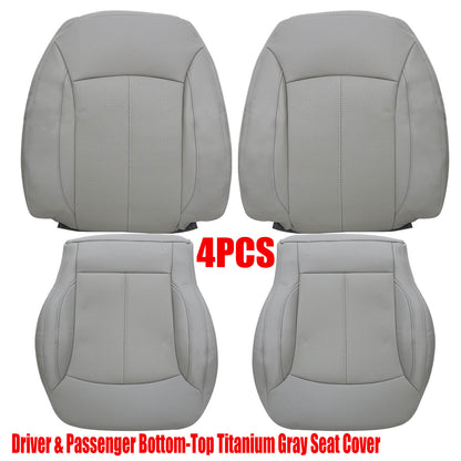 For 2010-2013 Buick LaCrosse Front Driver & Passenger Bottom & Top Leather Seat Cover Titanium Gray