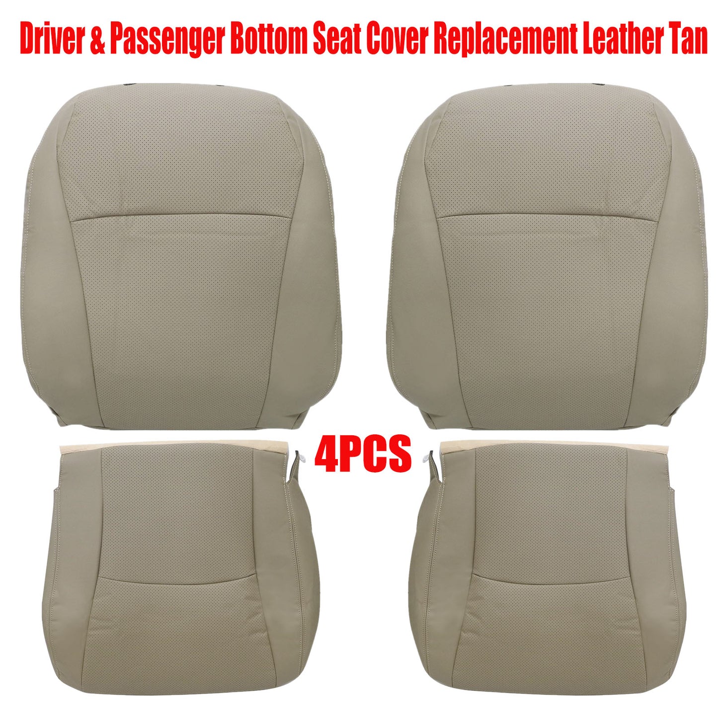 For 2004-2013 Toyota Highlander Front Driver & Passenger Bottom & Top Leather Seat Cover Tan