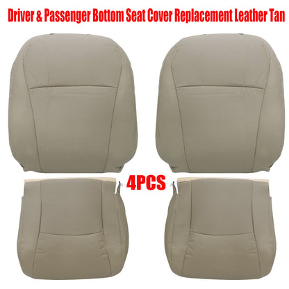 For 2004-2013 Toyota Highlander Front Driver & Passenger Bottom & Top Leather Seat Cover Tan