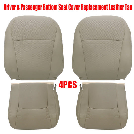 For 2004-2013 Toyota Highlander Front Driver & Passenger Bottom & Top Leather Seat Cover Tan