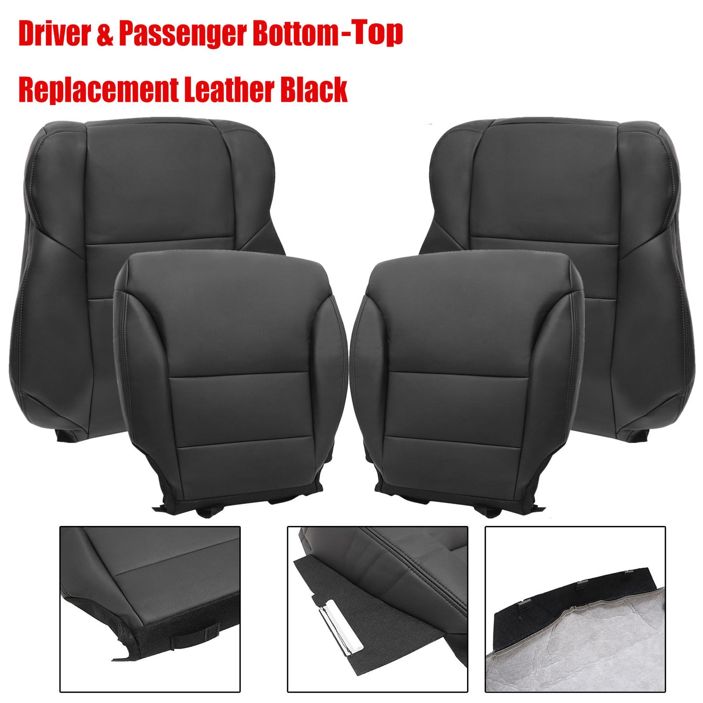 For 2012-2016 Honda CR-V Front Driver & Passenger Bottom & Top Leather Seat Cover Black
