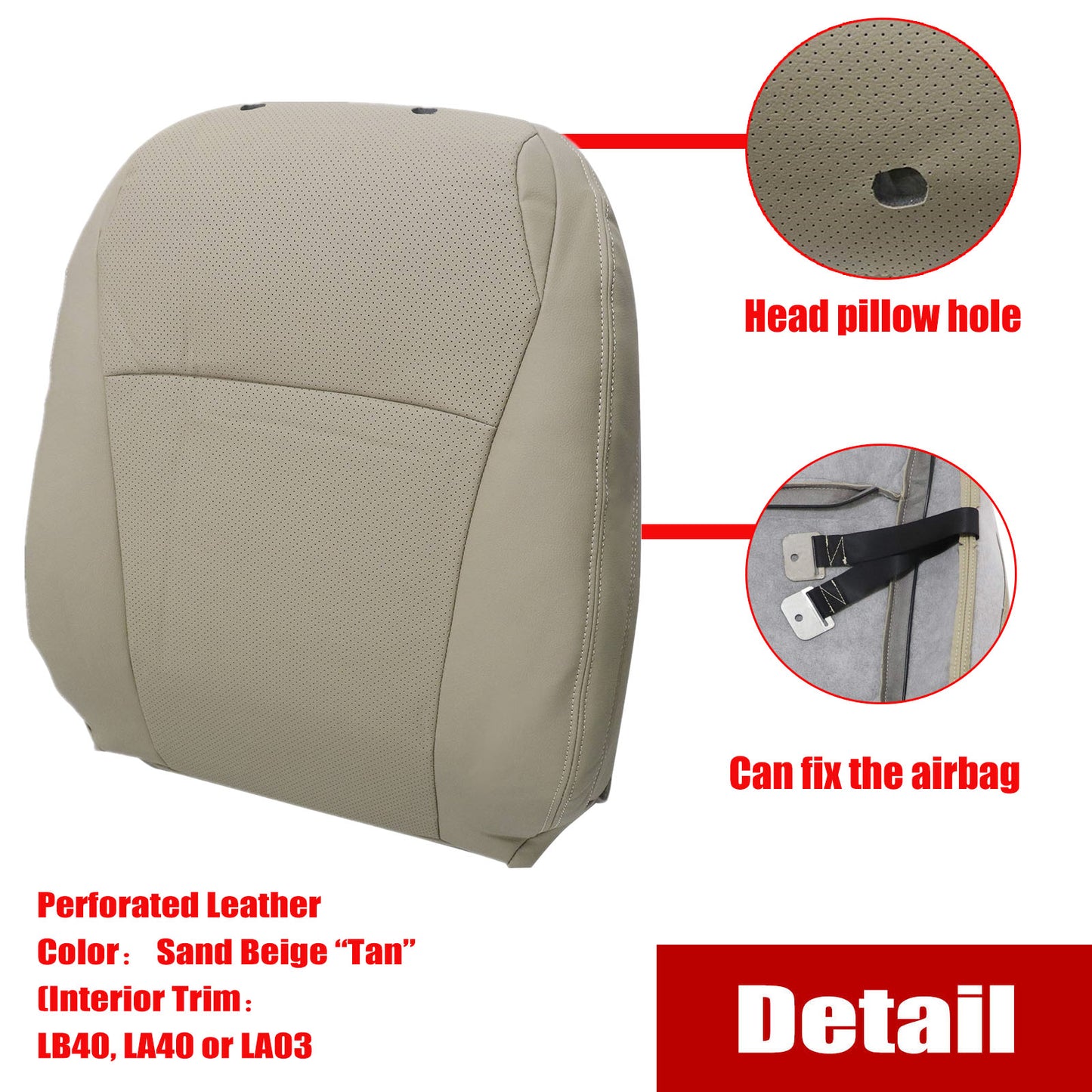 For 2004-2013 Toyota Highlander Front Driver & Passenger Bottom & Top Leather Seat Cover Tan