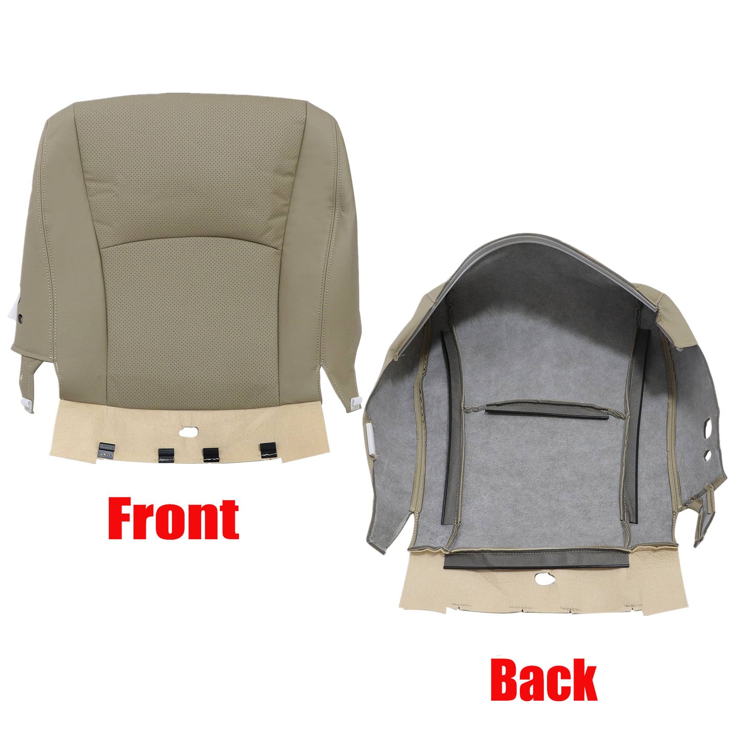 For 2004-2013 Toyota Highlander Front Driver & Passenger Bottom & Top Leather Seat Cover Tan