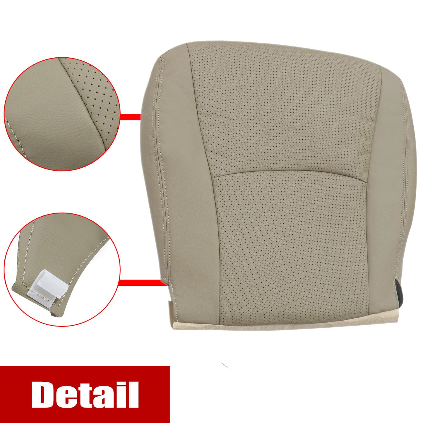 For 2004-2013 Toyota Highlander Front Driver & Passenger Bottom & Top Leather Seat Cover Tan