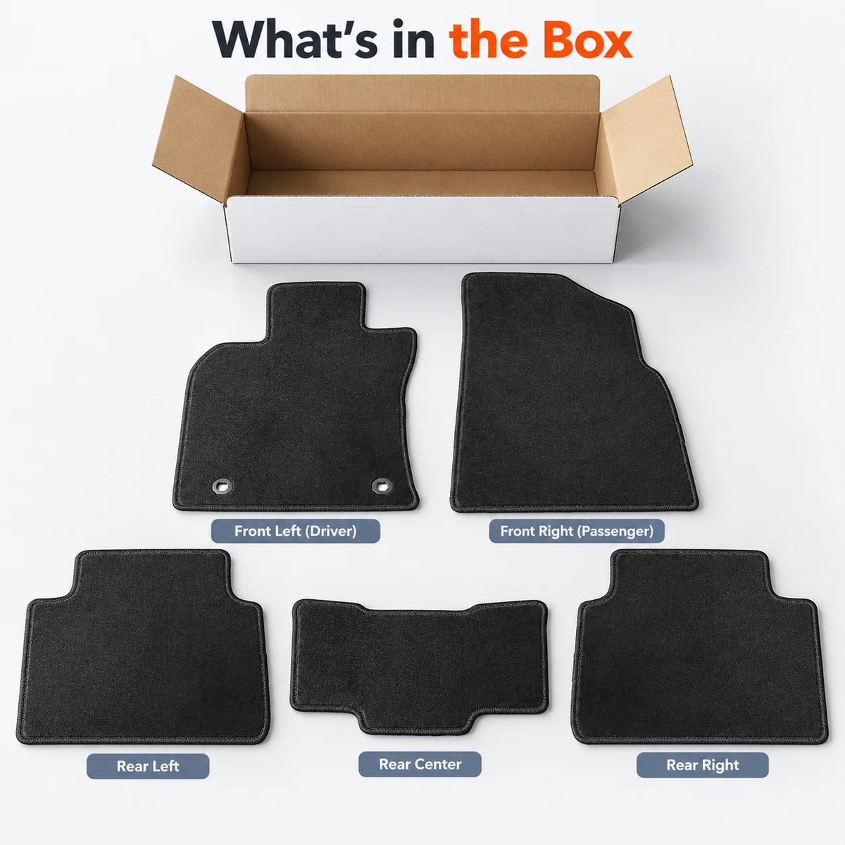 Front & Rear Floor Mats Carpet Velour Black For 2018-2024 Toyota Camry 4-Door
