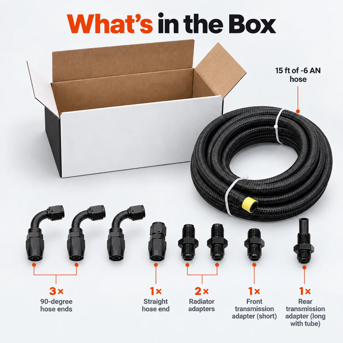 4L80E 6AN Nylon Braided Transmission Cooler Line Kit
