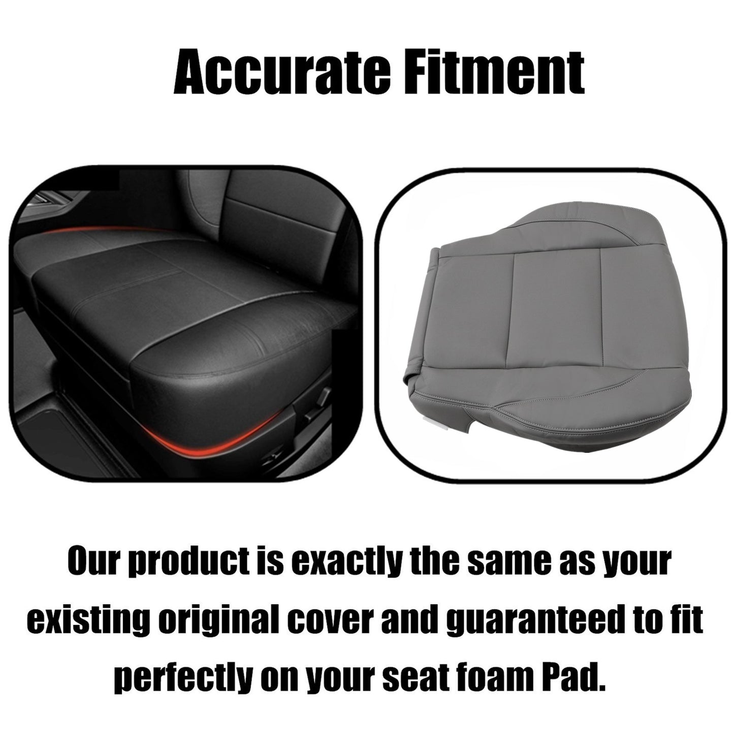 Driver Bottom Leather Seat Cover Gray For Nissan Titan 2005-2015 Replacement
