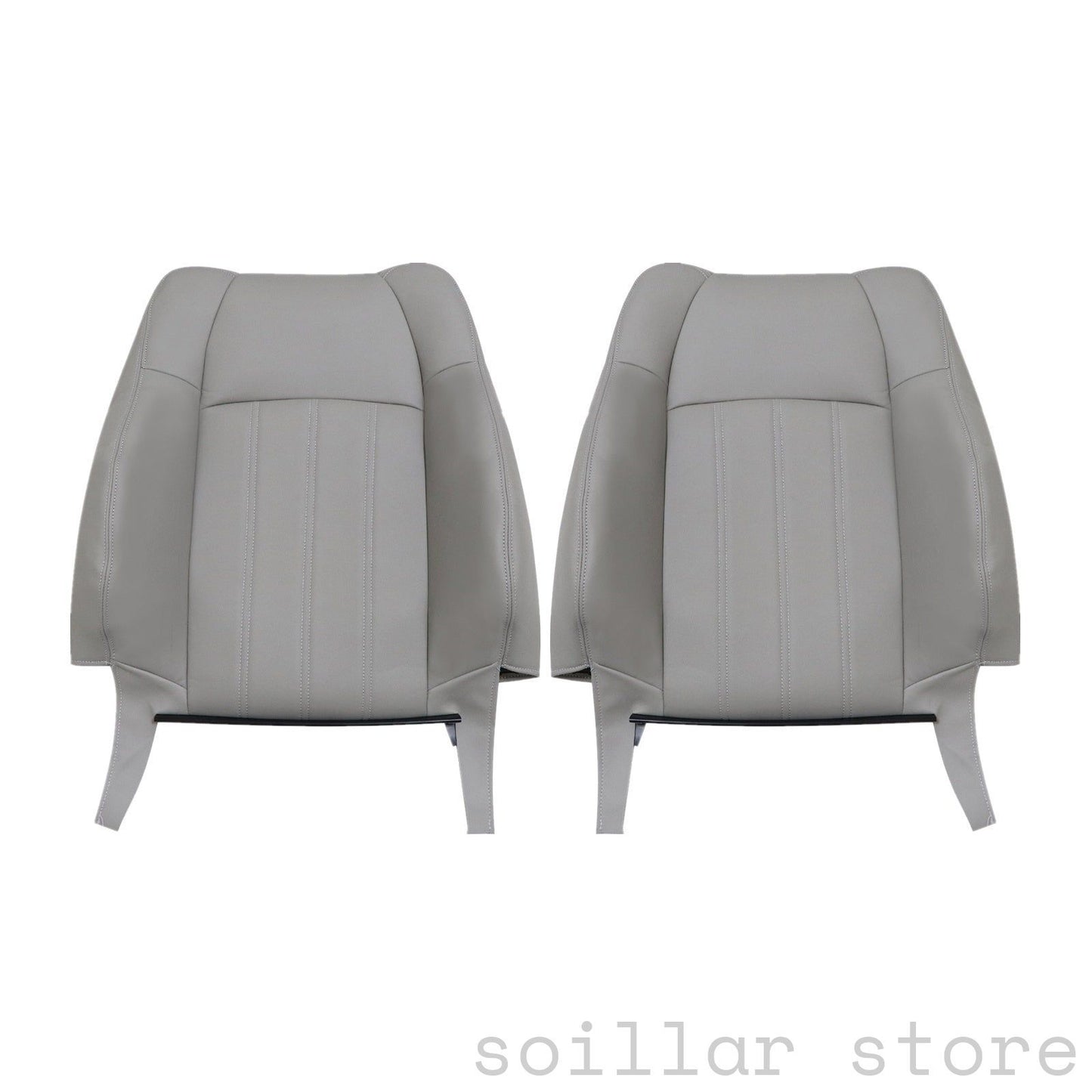 4PCS For 2005 2006 2007 2008 2009 2010 Chrysler 300C Front Both Side Driver & Passenger Bottom & Top Leather Seat Cover Gray