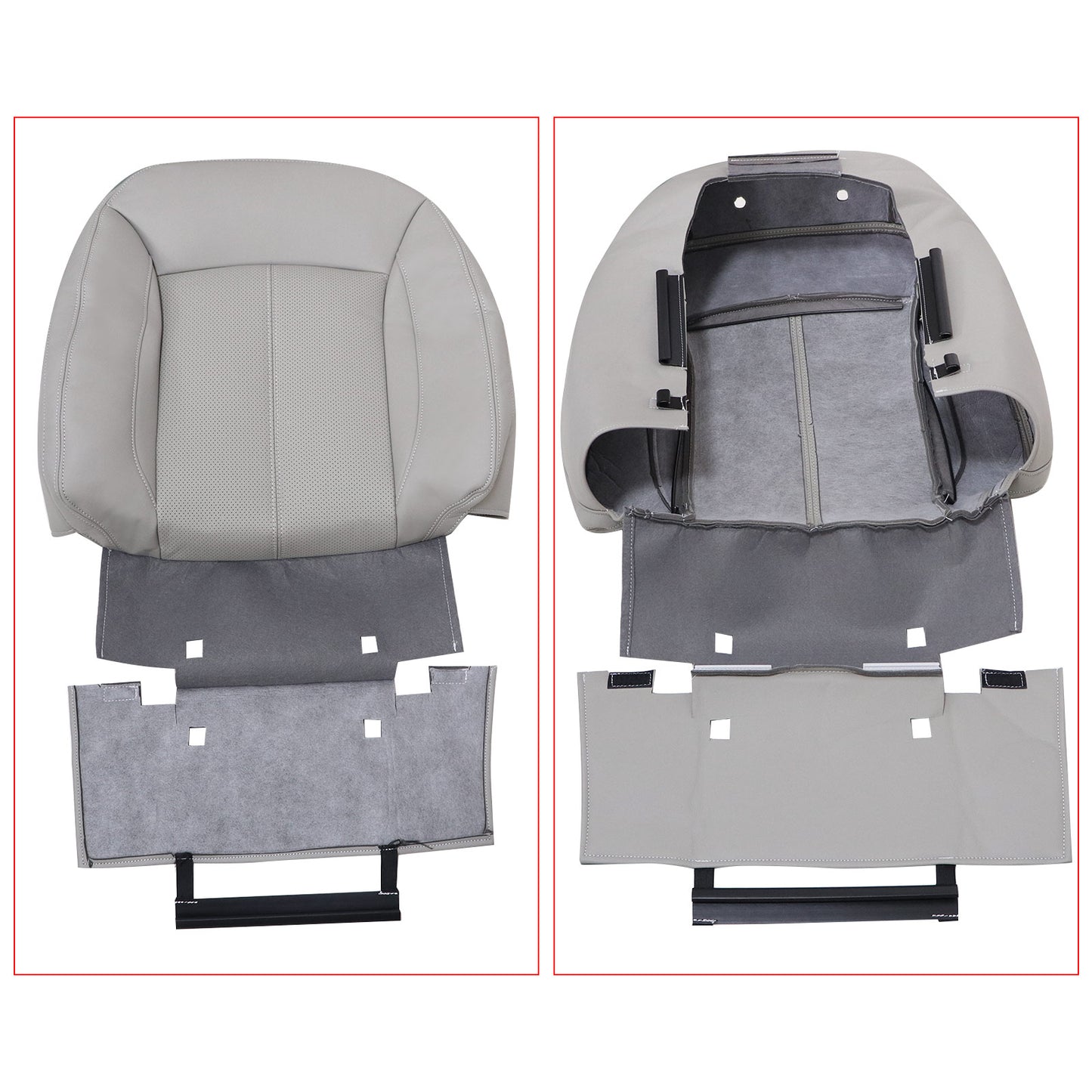 For 2010-2013 Buick LaCrosse Front Driver & Passenger Bottom & Top Leather Seat Cover Titanium Gray