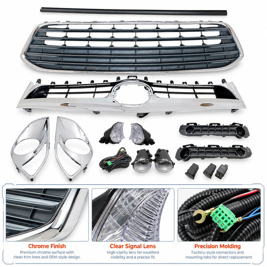 10PCS Front Grille Fog Signal Lights Bracket Set For 2013-2015 Toyota Avalon