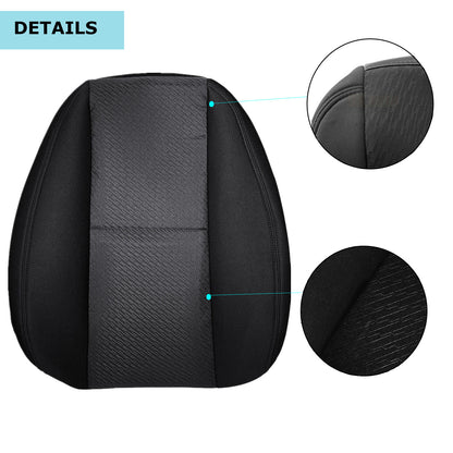 For 2007-2014 Chevy Silverado GMC Sierra Front Driver & Passenger Bottom & Top Cloth Seat Cover Black
