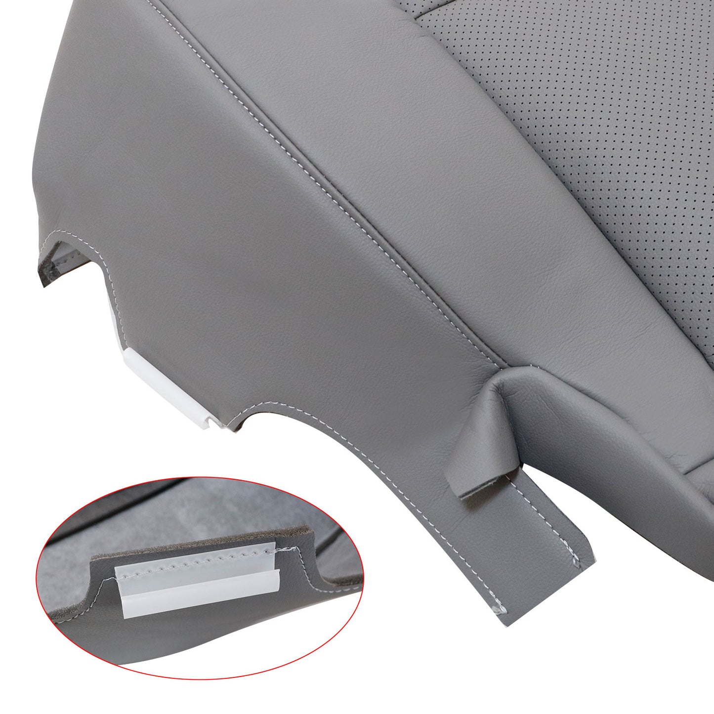 For 2007 to 2013 Toyota Sequoia Tundra Driver & Passenger Bottom Perforated Leather Seat Cover Gray
