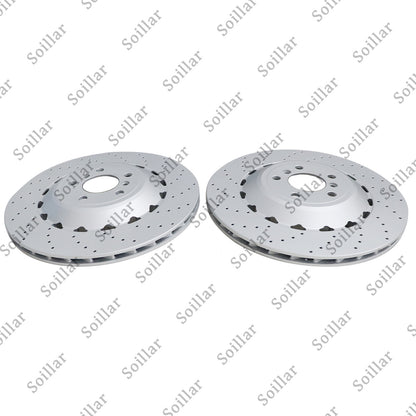 For BMW F06 F10 F13 M5 Pair Set Rear Vented & Drilled Disc Brake Rotors