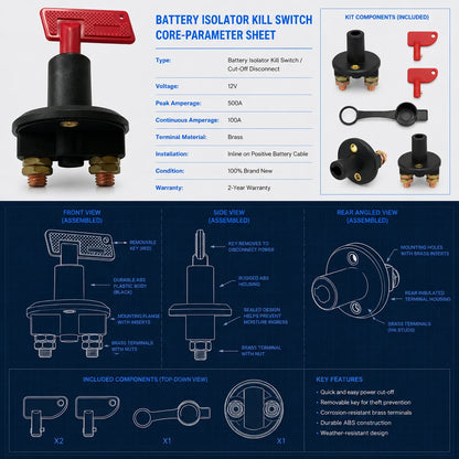 12V Battery Isolator Kill Switch Power Disconnect Cut Off for Automotive Marine Car