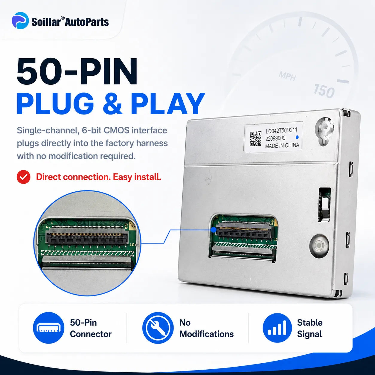 13-16 Ford Focus LCD Display Color Screen Feature Images- Plug and Play 50-Pin CMOS Interface