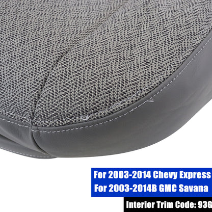 For 2003-2014 Chevy Express & GMC Savana 1500 Front Driver & Passenger Bottom & Top Cloth Seat Cover Gray