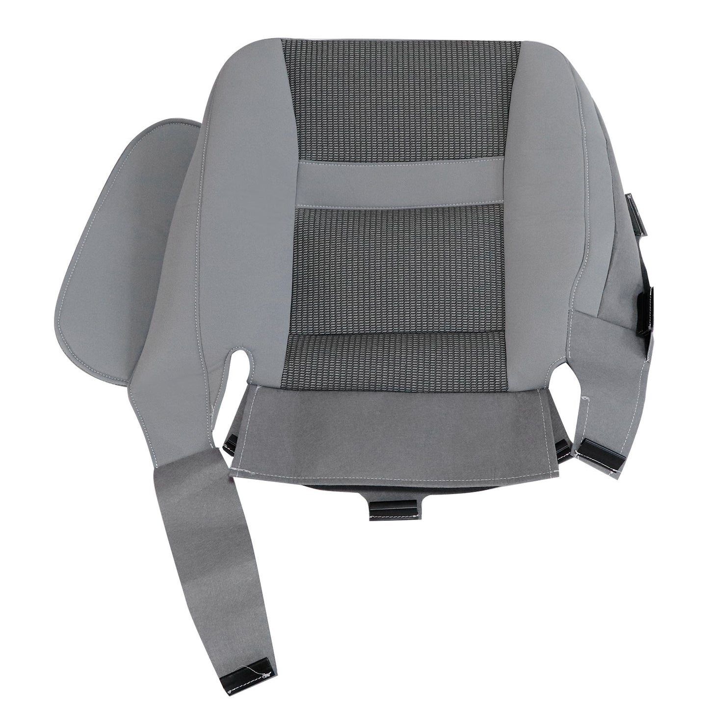 For 2006-2010 Dodge Ram 1500 2500 Front Driver & Passenger Bottom & Top Cloth Seat Cover Light Gray