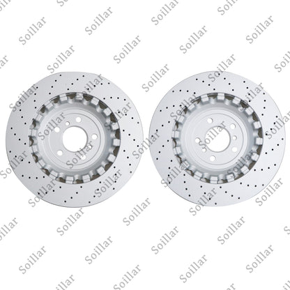 For BMW F06 F10 F13 M5 Pair Set Rear Vented & Drilled Disc Brake Rotors