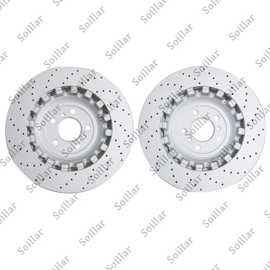 For BMW F06 F10 F13 M5 Pair Set Rear Vented & Drilled Disc Brake Rotors