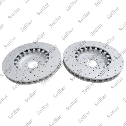 Pair Front Vented & Drilled Disc Brake Rotors LH RH For BMW F10 F12 F13 M5 M6