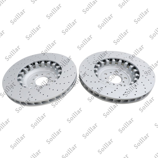Pair Front Vented & Drilled Disc Brake Rotors LH RH For BMW F10 F12 F13 M5 M6
