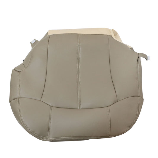 For 1999-2002 Chevrolet Silverado GMC Sierra Front Driver & Passenger Bottom Leather Seat Cover Med Tan