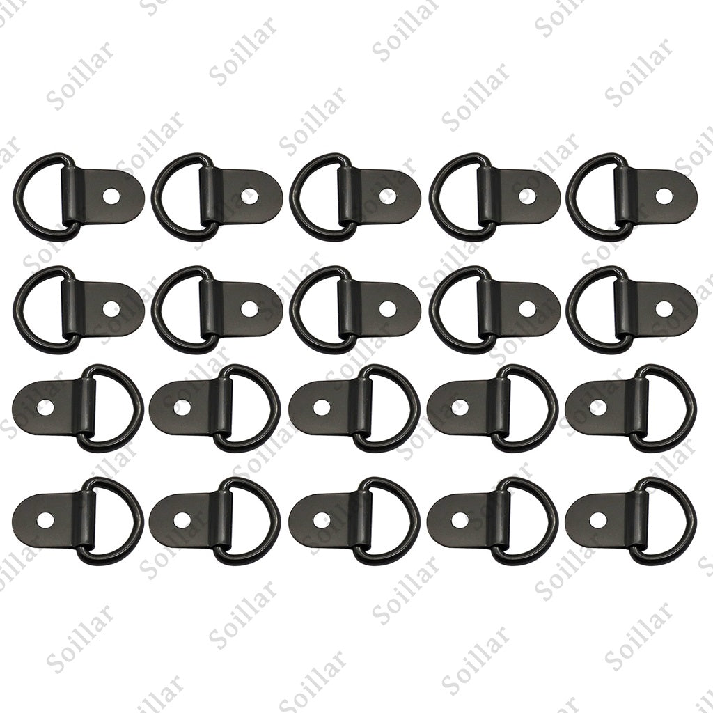 20pcs Black D Shape Tie Down Anchors Ring for Car Truck Trailers RV Boats Power