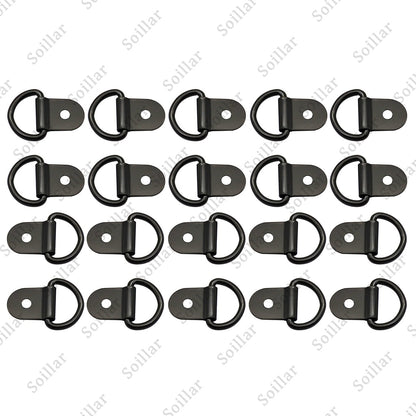 20pcs Black D Shape Tie Down Anchors Ring for Car Truck Trailers RV Boats Power
