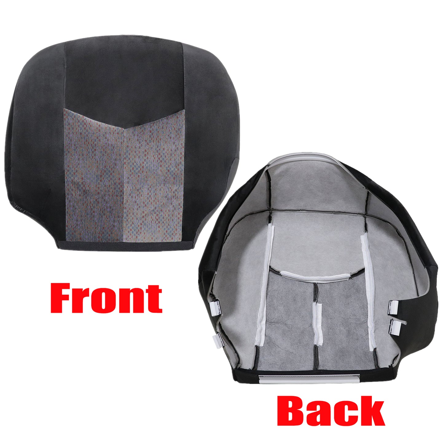 For 2003-2006 Chevy Silverado GMC Sierra 1500 2500 3500 Front Driver & Passenger Bottom & Top Cloth Seat Cover Dark Gray