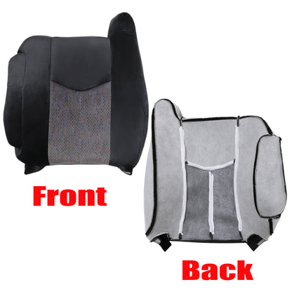 For 2003-2006 Chevy Silverado GMC Sierra 1500 2500 3500 Front Driver & Passenger Bottom & Top Cloth Seat Cover Dark Gray