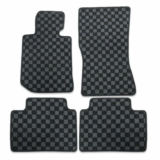2-Row Checkered Flag Carpet Floor Mats For 2019-2024 BMW 3-Series G20 & M3 G80