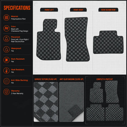 2-Row Checkered Flag Carpet Floor Mats For 2019-2024 BMW 3-Series G20 & M3 G80