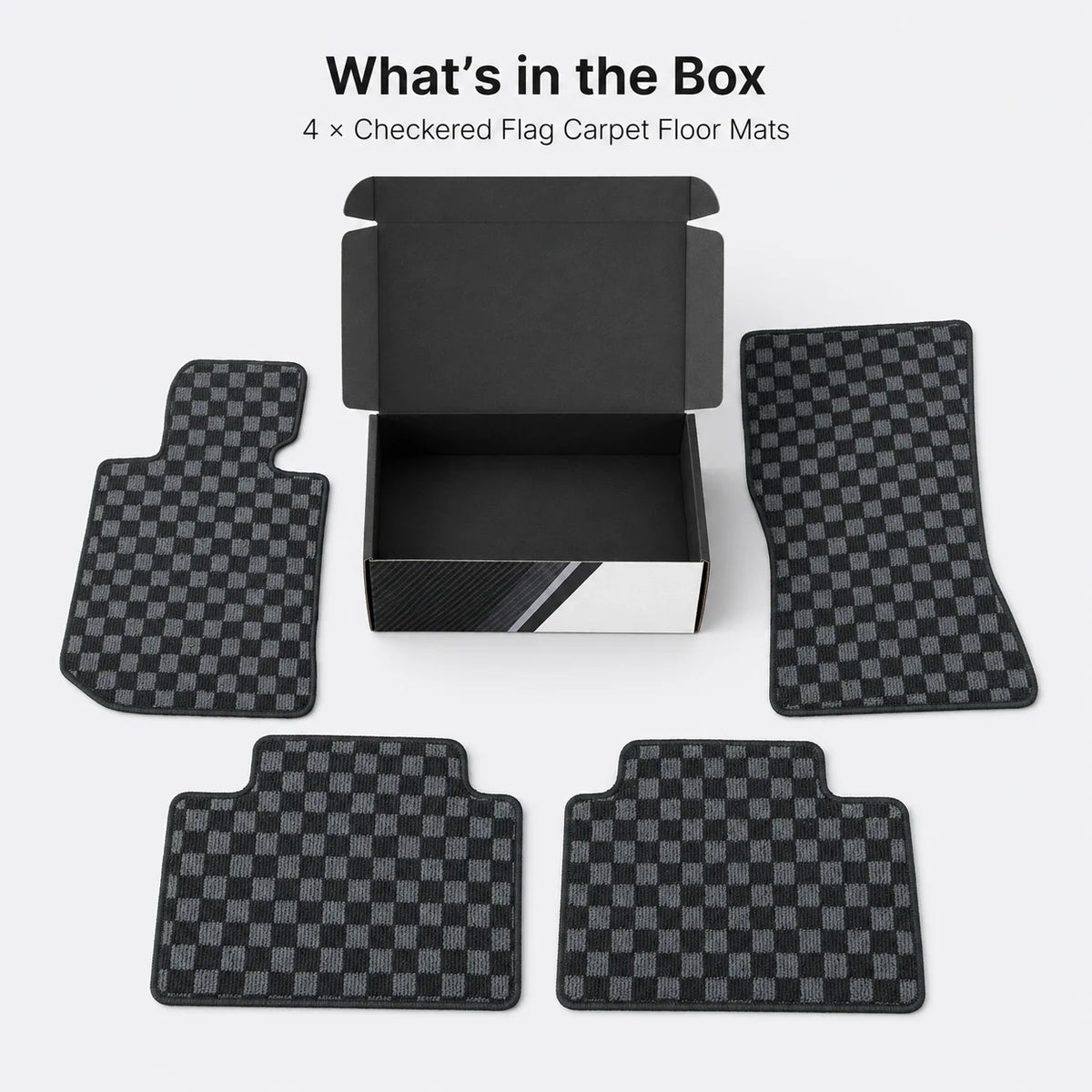 2-Row Checkered Flag Carpet Floor Mats For 2019-2024 BMW 3-Series G20 & M3 G80
