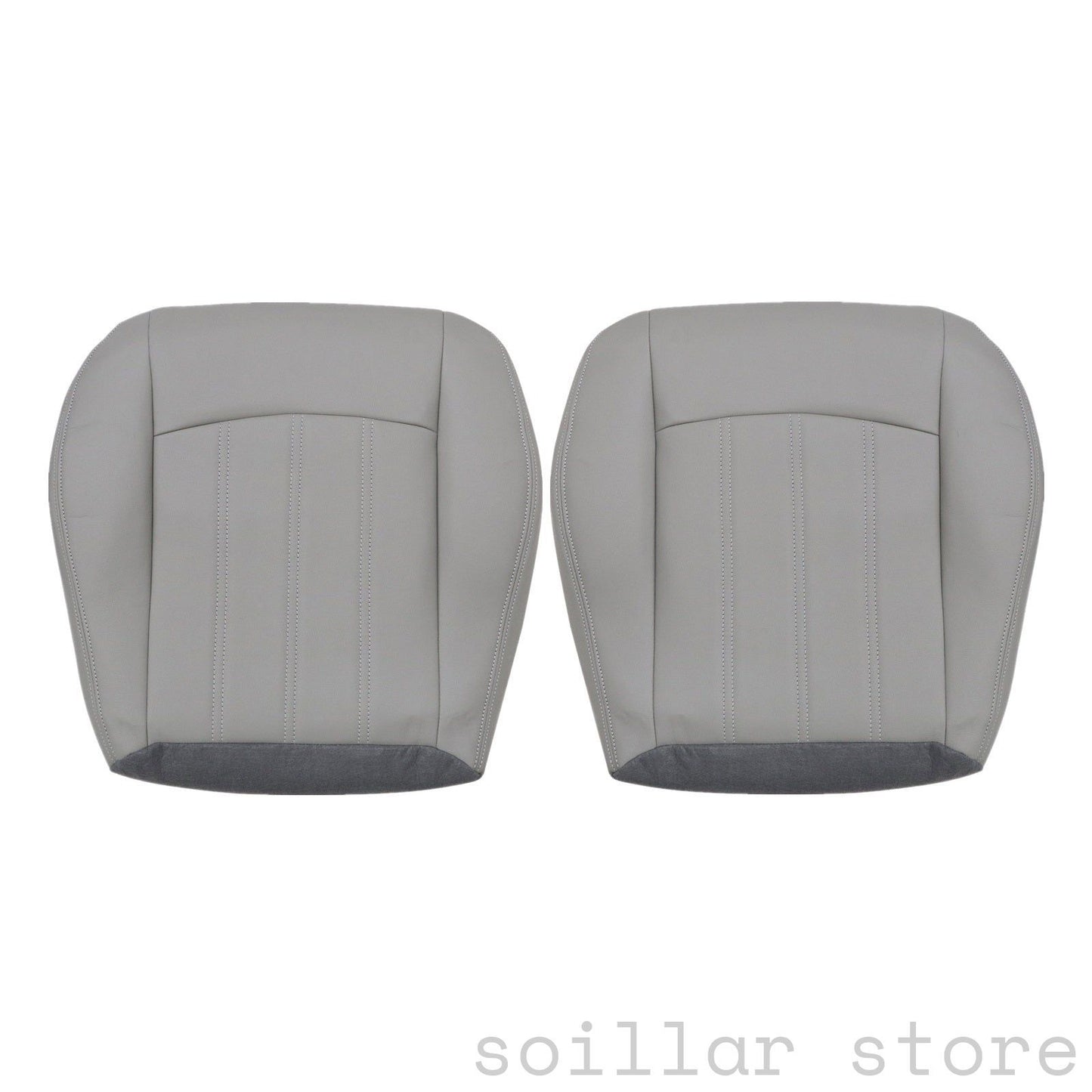 4PCS For 2005 2006 2007 2008 2009 2010 Chrysler 300C Front Both Side Driver & Passenger Bottom & Top Leather Seat Cover Gray