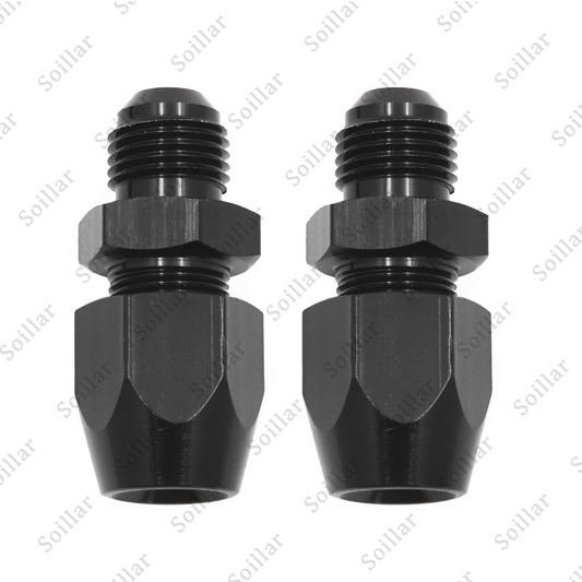 6AN Male To 3/8" Tube Hardline Fuel Line Adapter Fitting Tubing compression 2Pcs