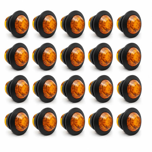 20X Amber 3/4"Round LED Bullet Clearance Side Marker Lights For Truck Trailer RV