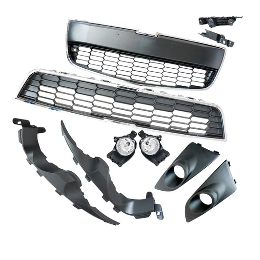 Fits Chevy Sonic 2012-16 Front Bumper Grille+Fog Light Bezels+Headlight Brackets