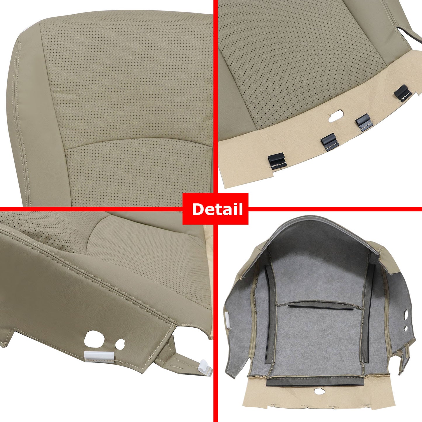 For 2004-2013 Toyota Highlander Front Driver & Passenger Bottom & Top Leather Seat Cover Tan