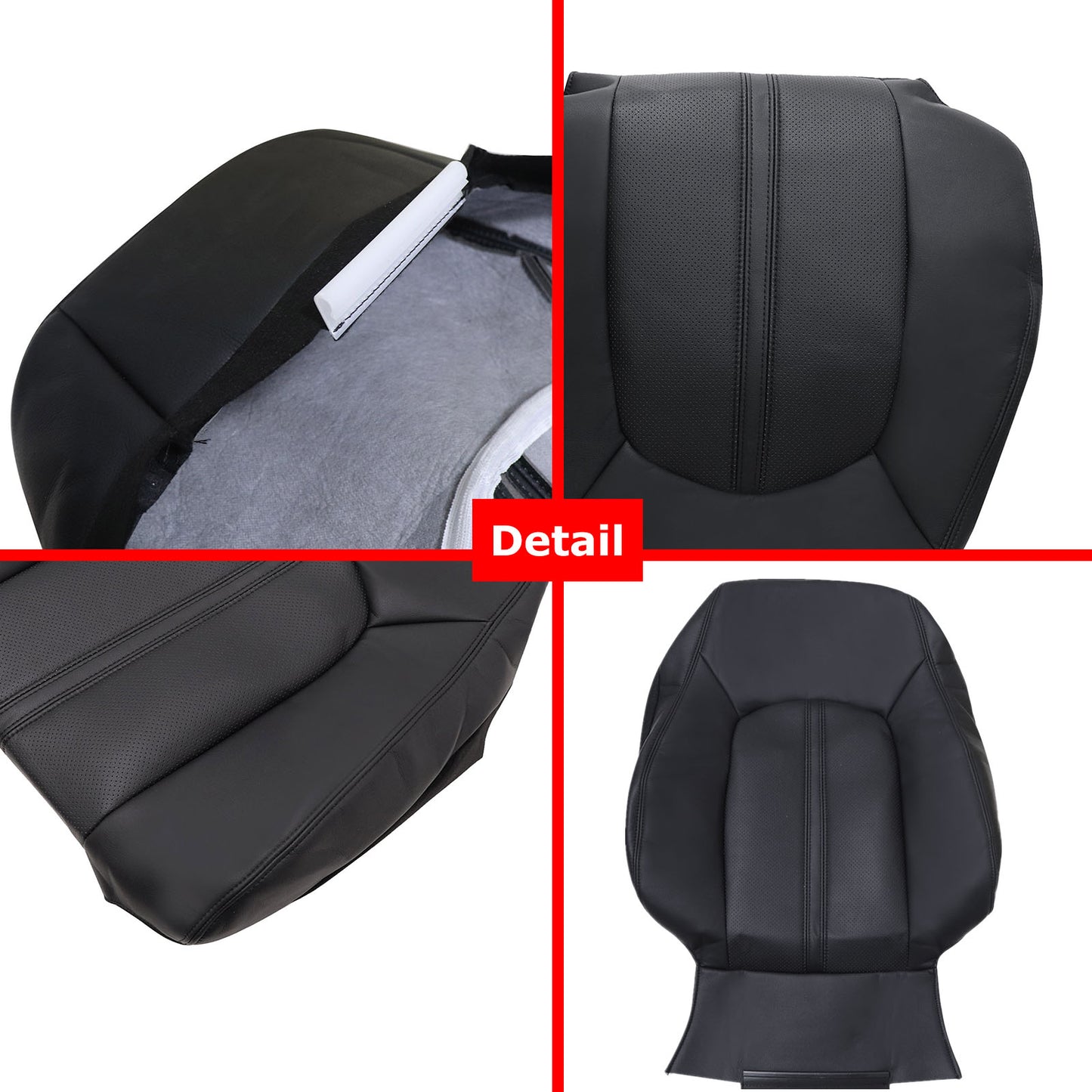 For 2008-2013 Cadillac CTS Front Driver & Passenger Bottom & Top Leather Seat Cover Black
