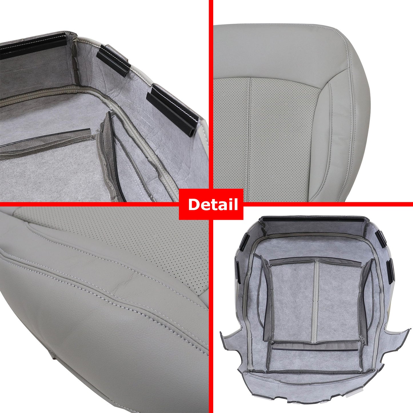 For 2010-2013 Buick LaCrosse Front Driver & Passenger Bottom & Top Leather Seat Cover Titanium Gray