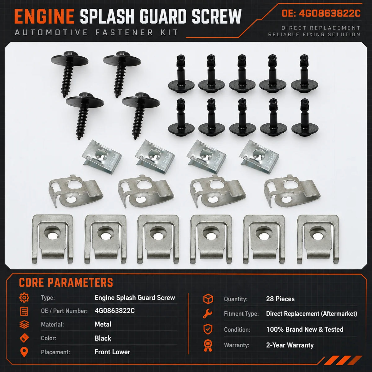 28x Engine splash guard mounting kit screw For 2011-2018 AUDI Q5 A4 A5 A6 A7