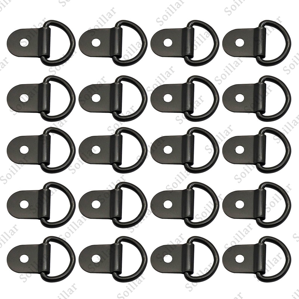 20pcs Black D Shape Tie Down Anchors Ring for Car Truck Trailers RV Boats Power