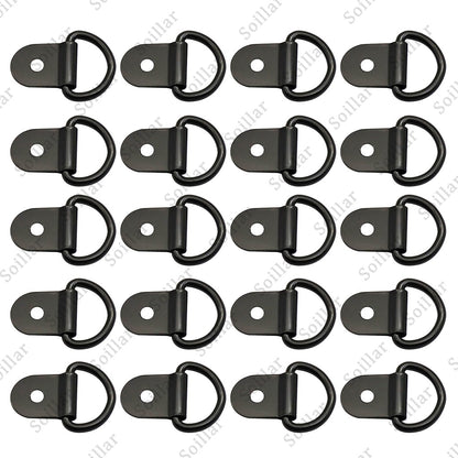 20pcs Black D Shape Tie Down Anchors Ring for Car Truck Trailers RV Boats Power