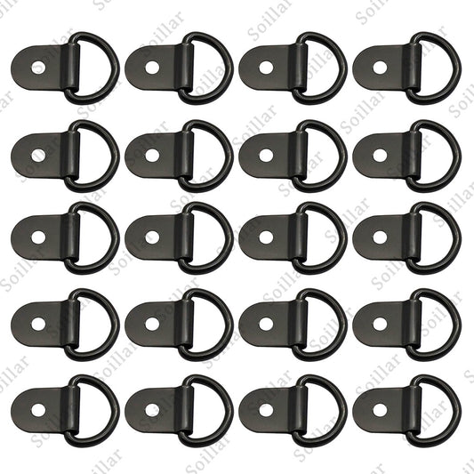 20pcs Black D Shape Tie Down Anchors Ring for Car Truck Trailers RV Boats Power