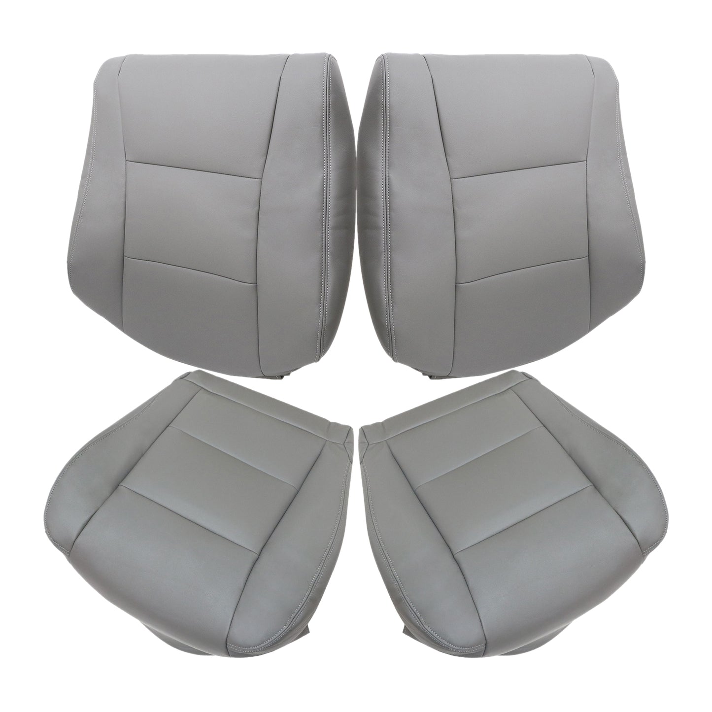For 1998-2007 Toyota Land Cruiser Front Driver & Passenger Bottom & Top Leather Seat Cover Gray